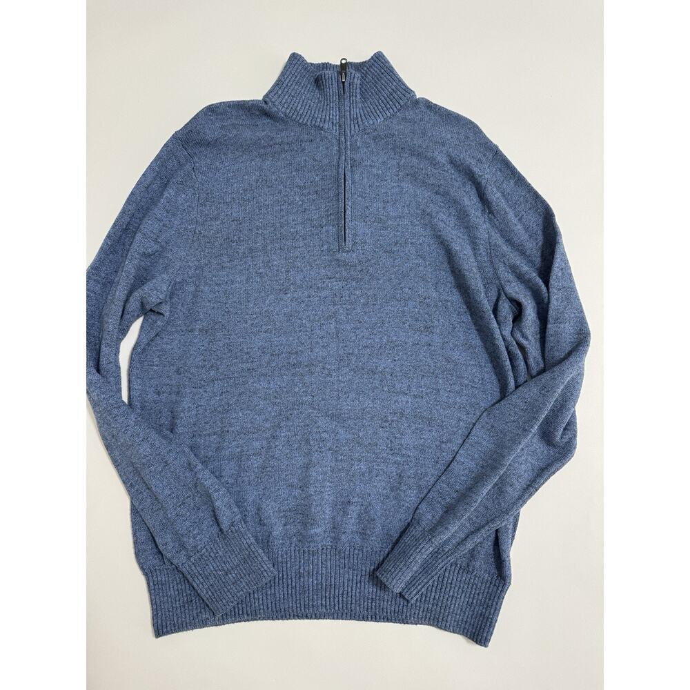 Gap 1/4 Zip Mock Pullover Sweater Mens Large Blue 100% Cotton Long Sleeve